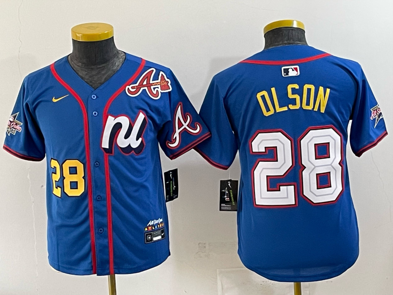 Youth Atlanta Braves #28 Olson blue Nike 2025 MLB Jersey 001